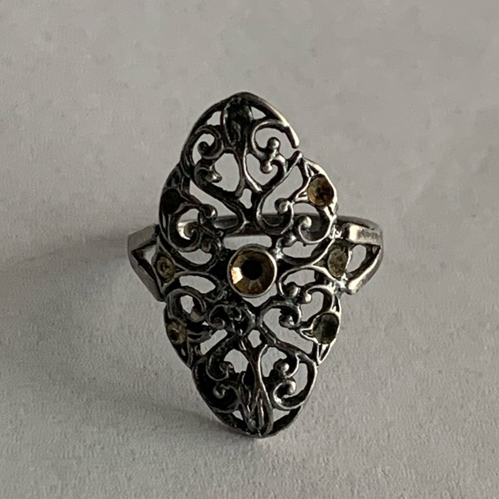 TLC New vintage marcasite silver shield cocktail ring